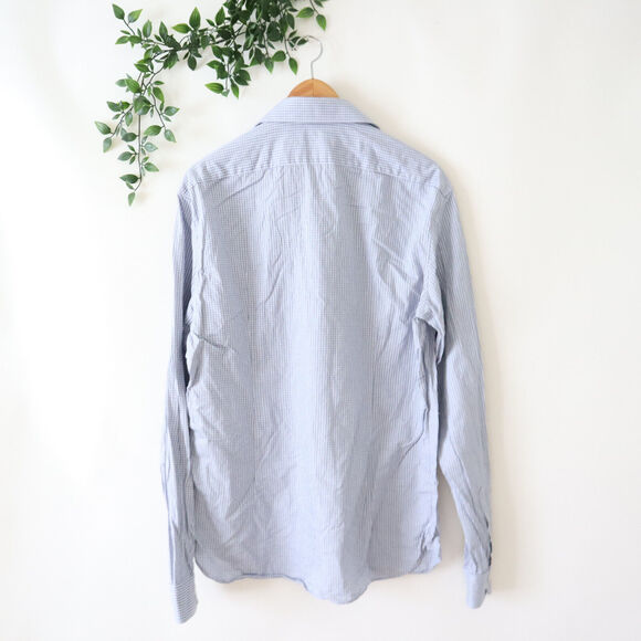 John Varvatos Men's Blue Black Check Slim Fit Long Sleeve Button Shirt Size 16 - Picture 3 of 4